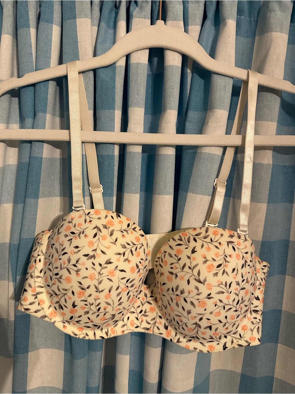 Laura Ashley Cream Convertible Bra with Peach Floral